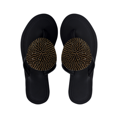 Black Circle Beaded Ladies Slippers