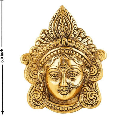 Ambika Durga Face Wall Hanging Metal Idol Showpiece - 15.24 cm  (Gold Plated, Metal, Gold)