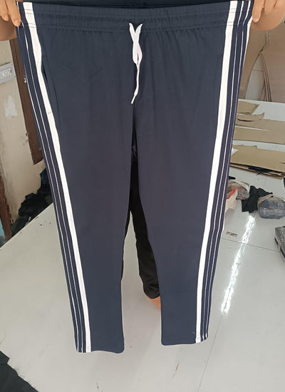 Mens Navy Blue Comfortable Striped Trackpants (Pack of 2)