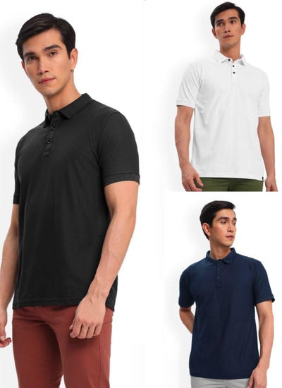 Poly Cotton Solid Half Sleeves Mens Polo T-shirt (Pack of 3)