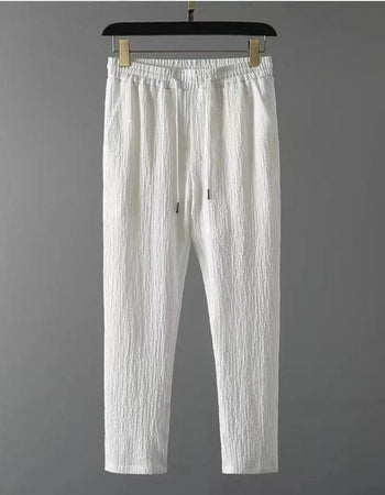 Men's Crinkled Co-Ord Set White