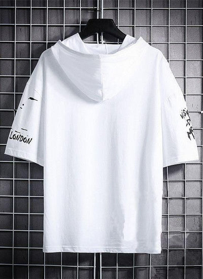 TRYTHIS Cotton Color Block Half Sleeves Hooded Neck Mens T-Shirt