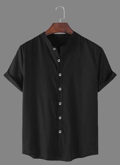 TRYTHIS Cotton Solid Half Sleeves Polo Neck Mens Shirt