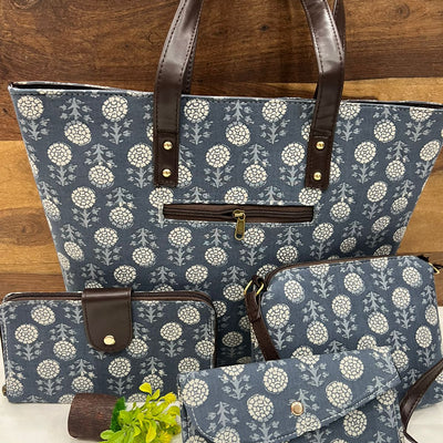 Jaipuri Grey Designer Bag Set