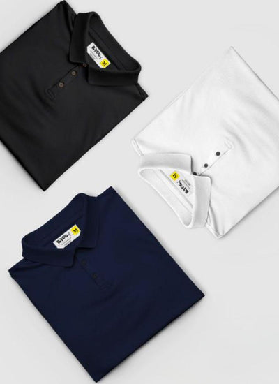 Poly Cotton Solid Half Sleeves Mens Polo T-shirt (Pack of 3)