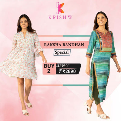 Stylish Harmony: Greenish Blue Ikat Kurta & White Chiffon Dress Set