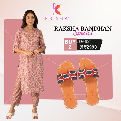 Elegant Duo: Pink Floral Kurta Set & African Handcrafted Flats