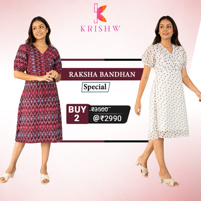 Cotton and Chiffon Charm: Magenta & Polka Dot Dress Duo