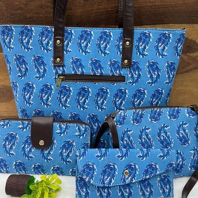 Jaipuri Blue Bag Set